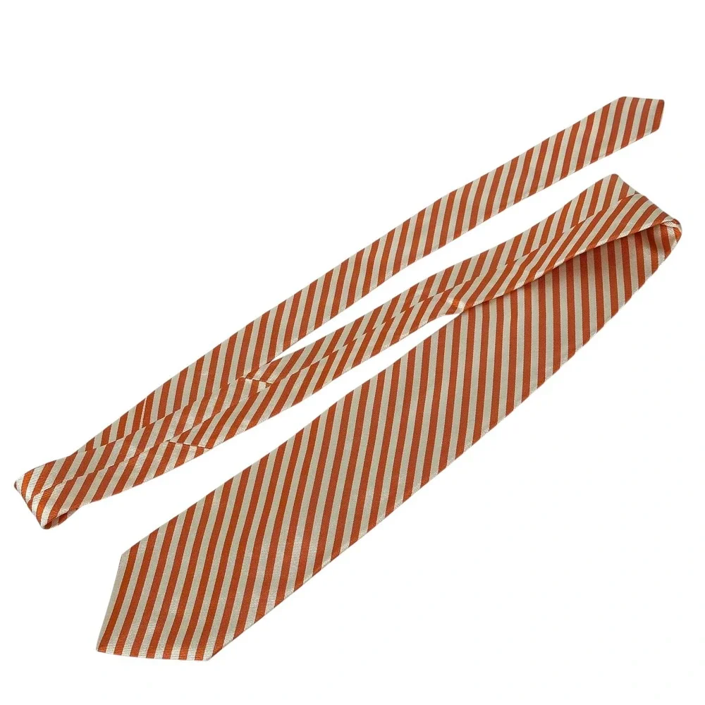 Brooks Brothers Makers Rep Stripe‎ Silk Tie Orange Ivy Prep Made England